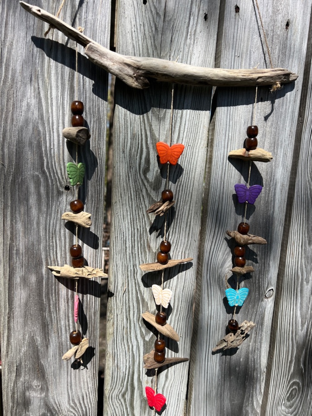 Handmade Driftwood Butterfly Wind Chime - Multicolor - Picture 3 of 11